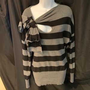 Tracy Reese black and gray stripe sweater